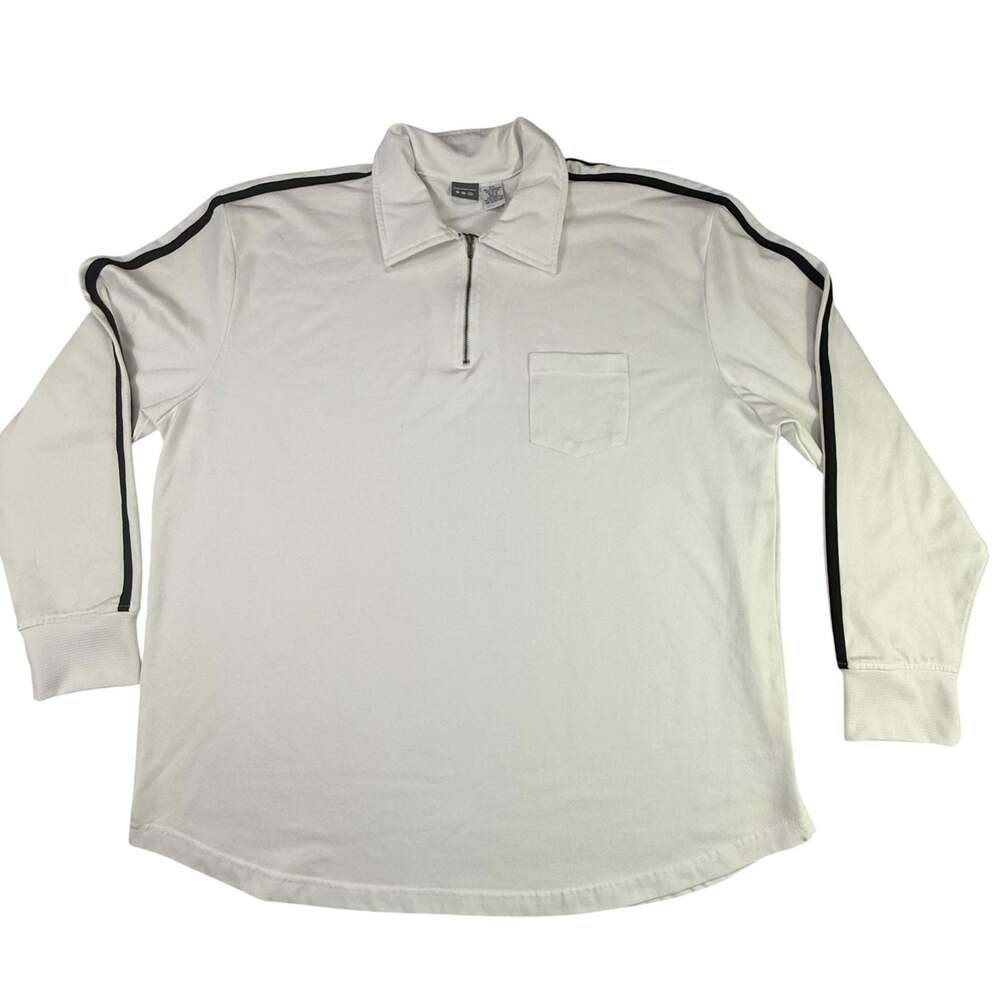 Vintage Prospirit Men's XXL White 1/4 Zip Long Sleeve Polo Shirt